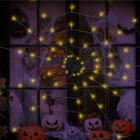Toile d'araignée lumineuse avec araignée pour Halloween