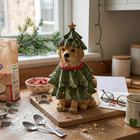Figurine de Noël représentant un golden retriever en forme de sapin, en polyrésine