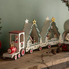 Train LED « Scène d'hiver » avec minuterie, en bois – Wurm