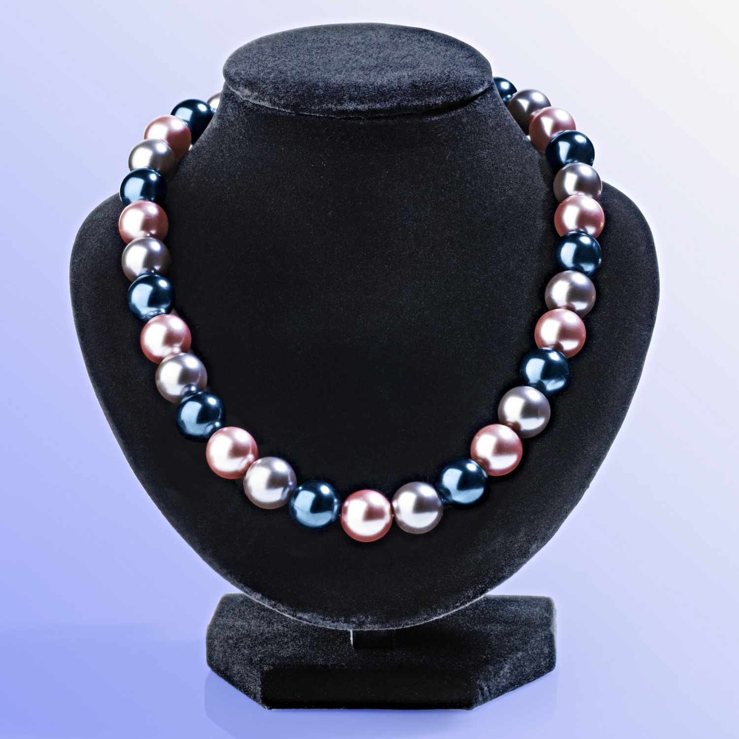 Collier en perles de verre, gris/violet