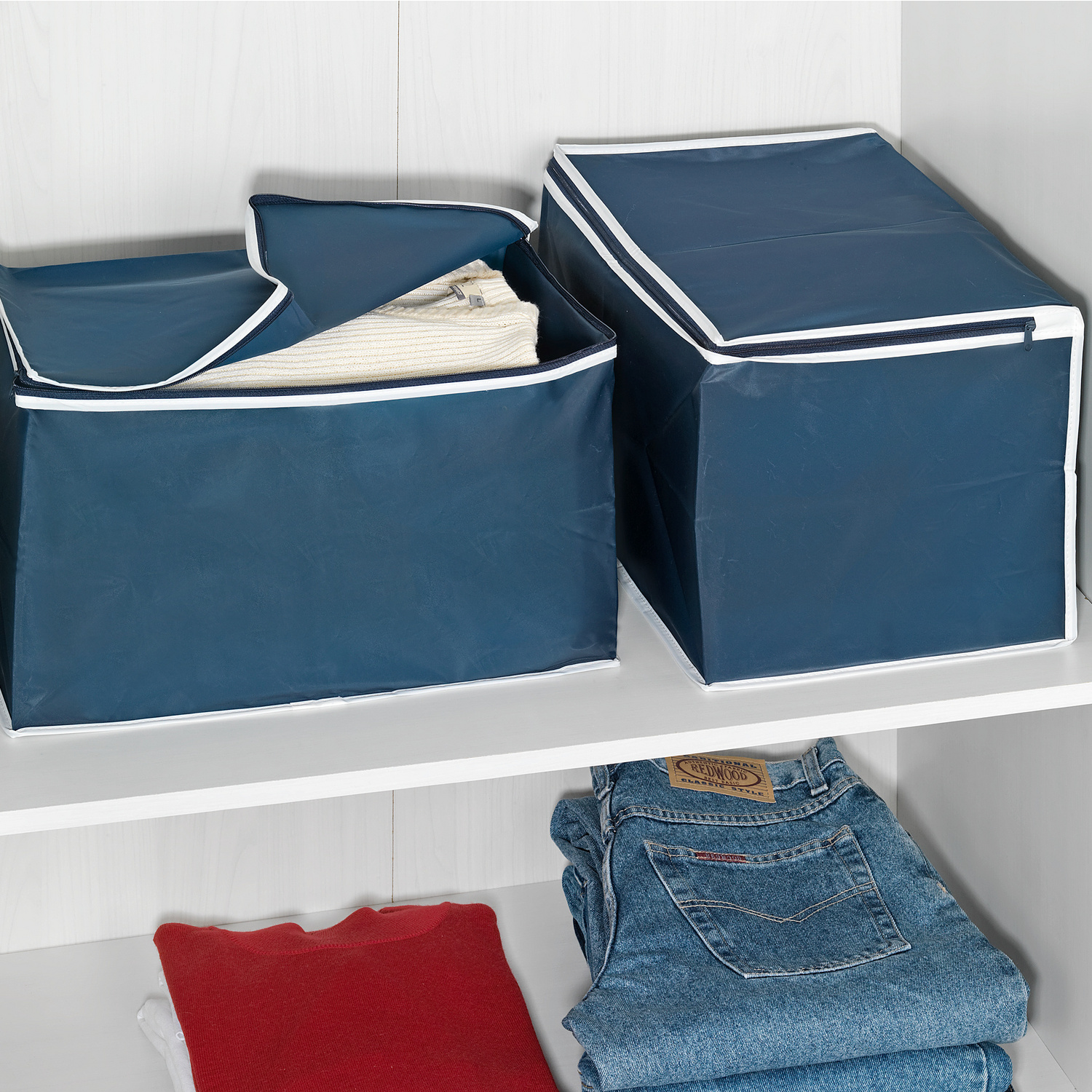 Lot de 2 boîtes de rangement, bleu