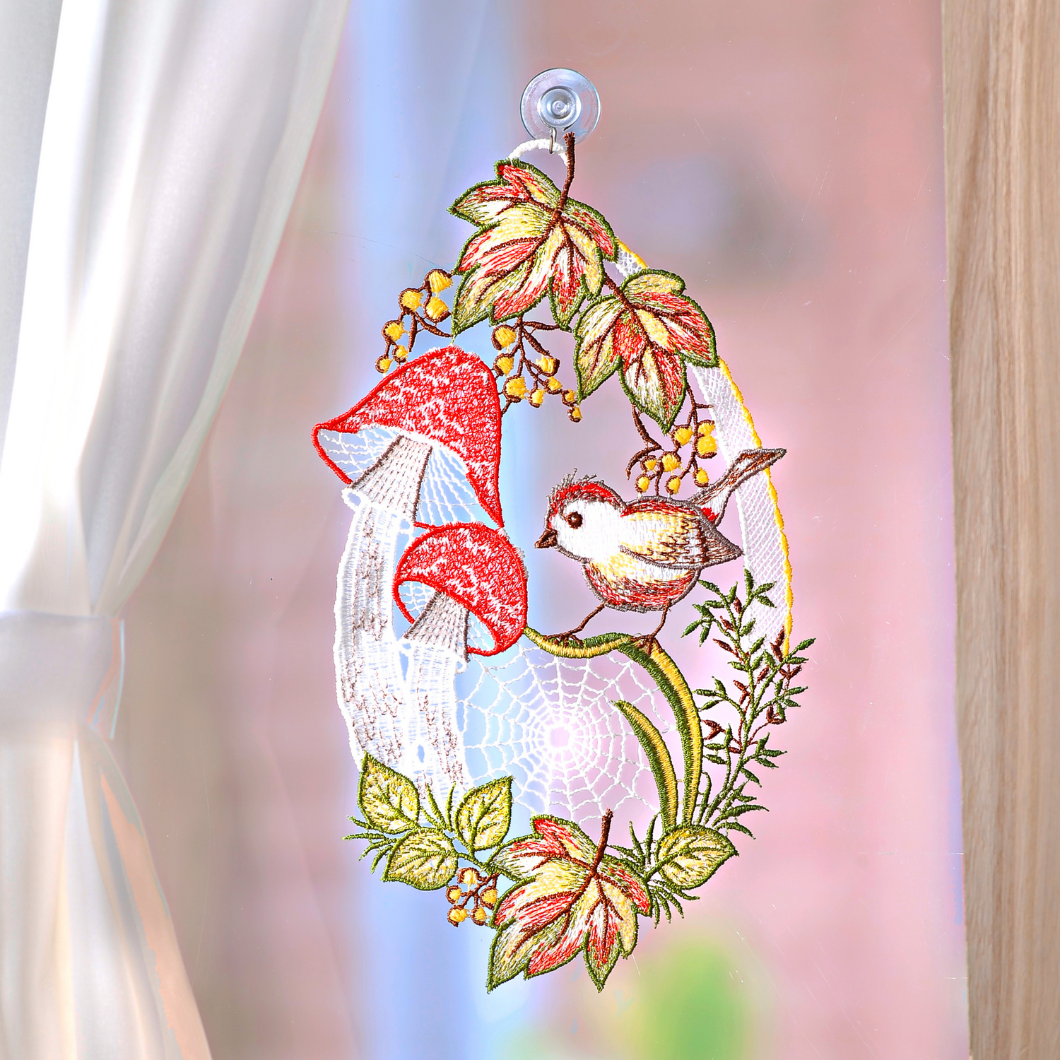 Suspension textile Champignon + Oisillons