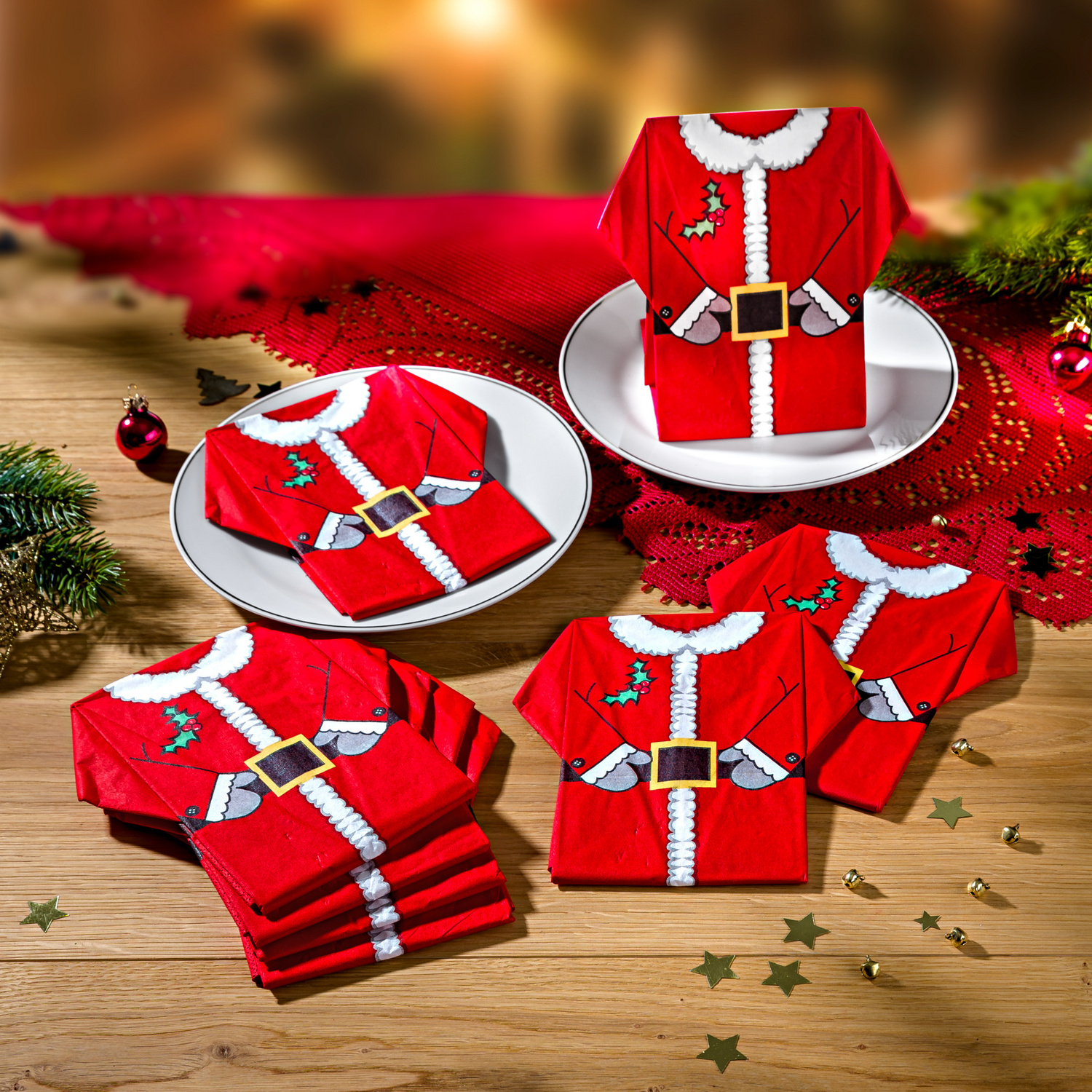 Lot de 8 serviettes Père Noël
