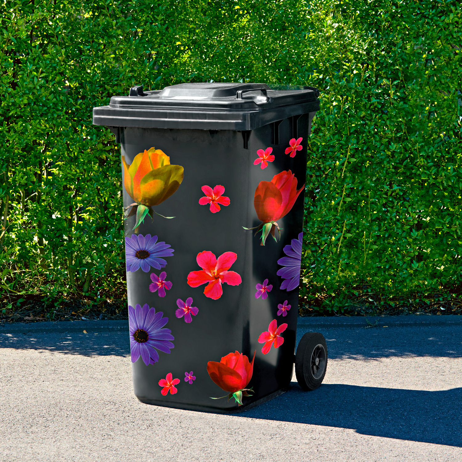 10 Autocollants Décoratifs Pour Poubelles - Fleurs, Papillons, Multicolores - Adhésifs PVC, Imperméables - 2