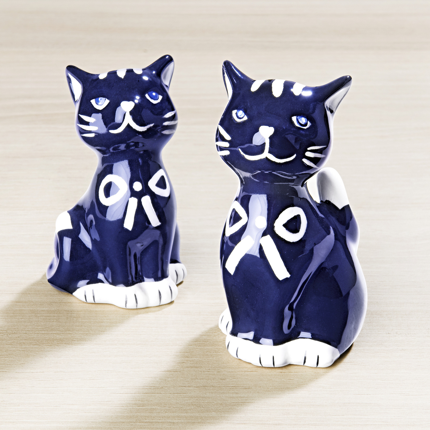 Salière et poivrière chat bleu