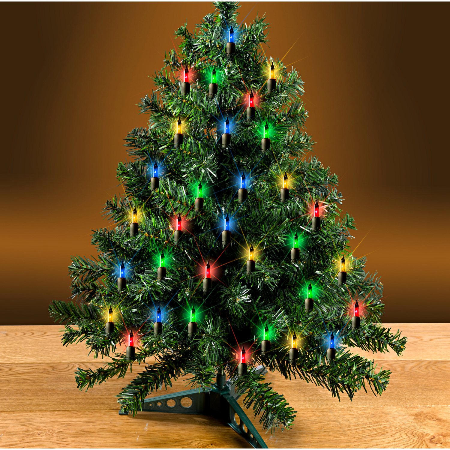 Sapin avec 80 lumières colorées