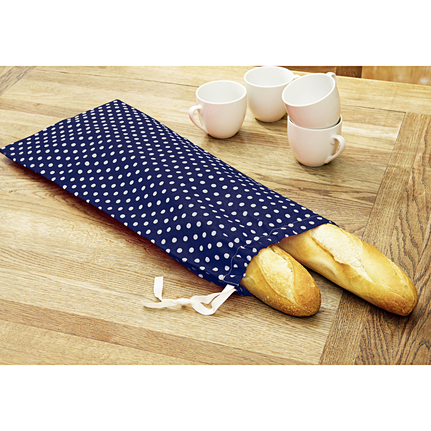 Sac à pain, bleu-blanc