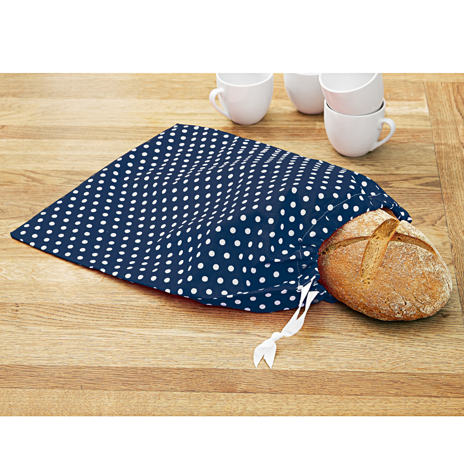 Sac à pain, bleu-blanc