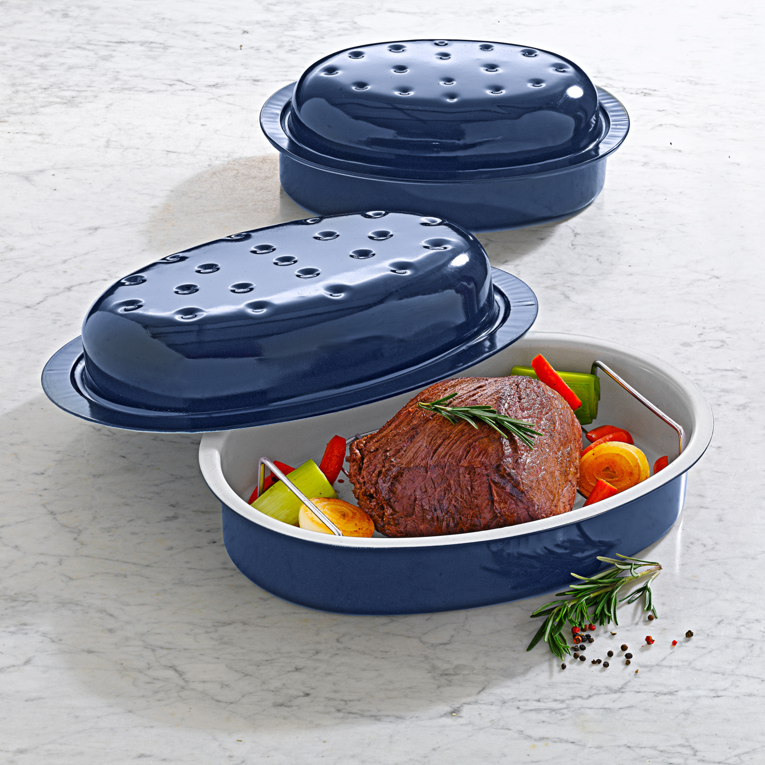 Cocotte grand modèle, bleu/blanc