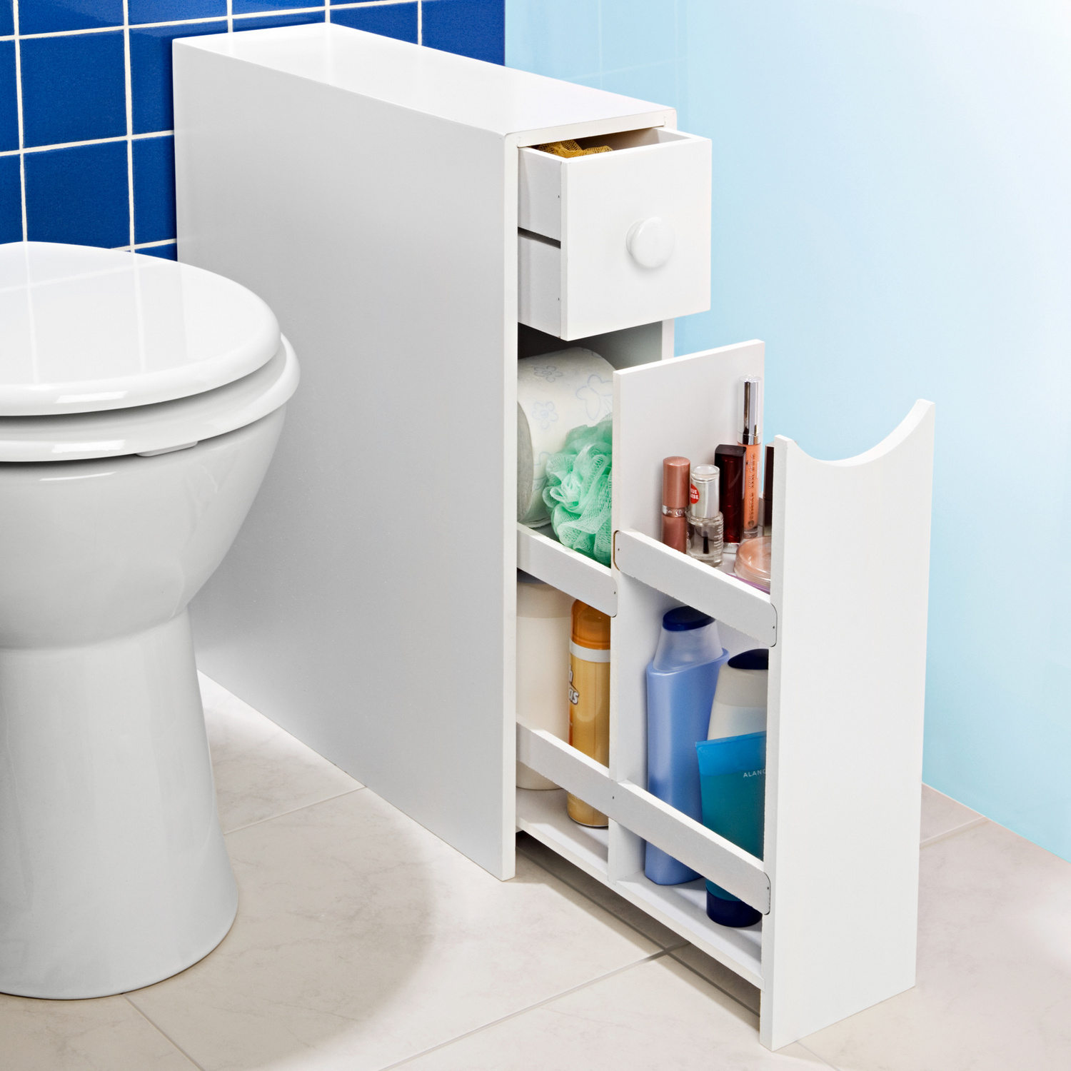 Rangement de salle de bains, blanc