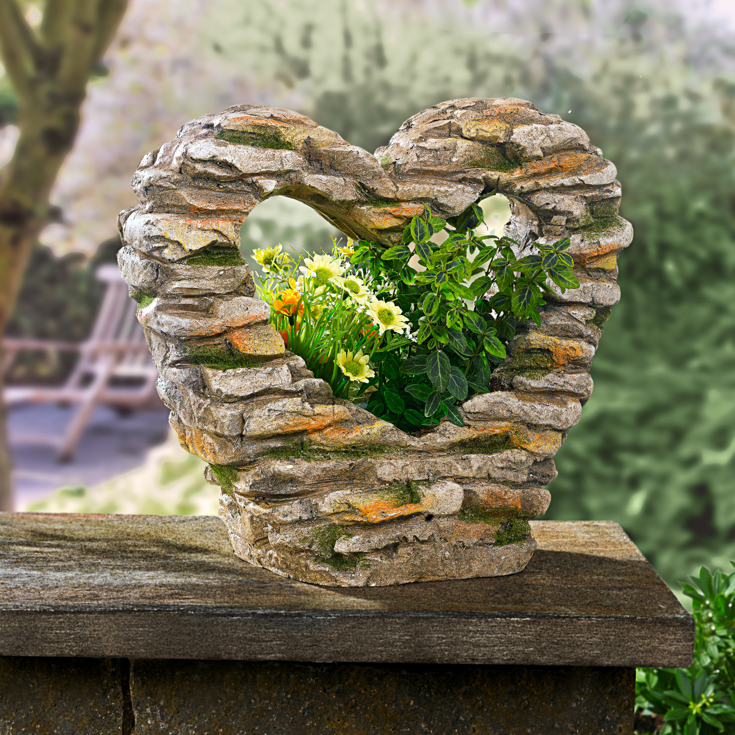 Cœur pour fleurs, aspect pierre