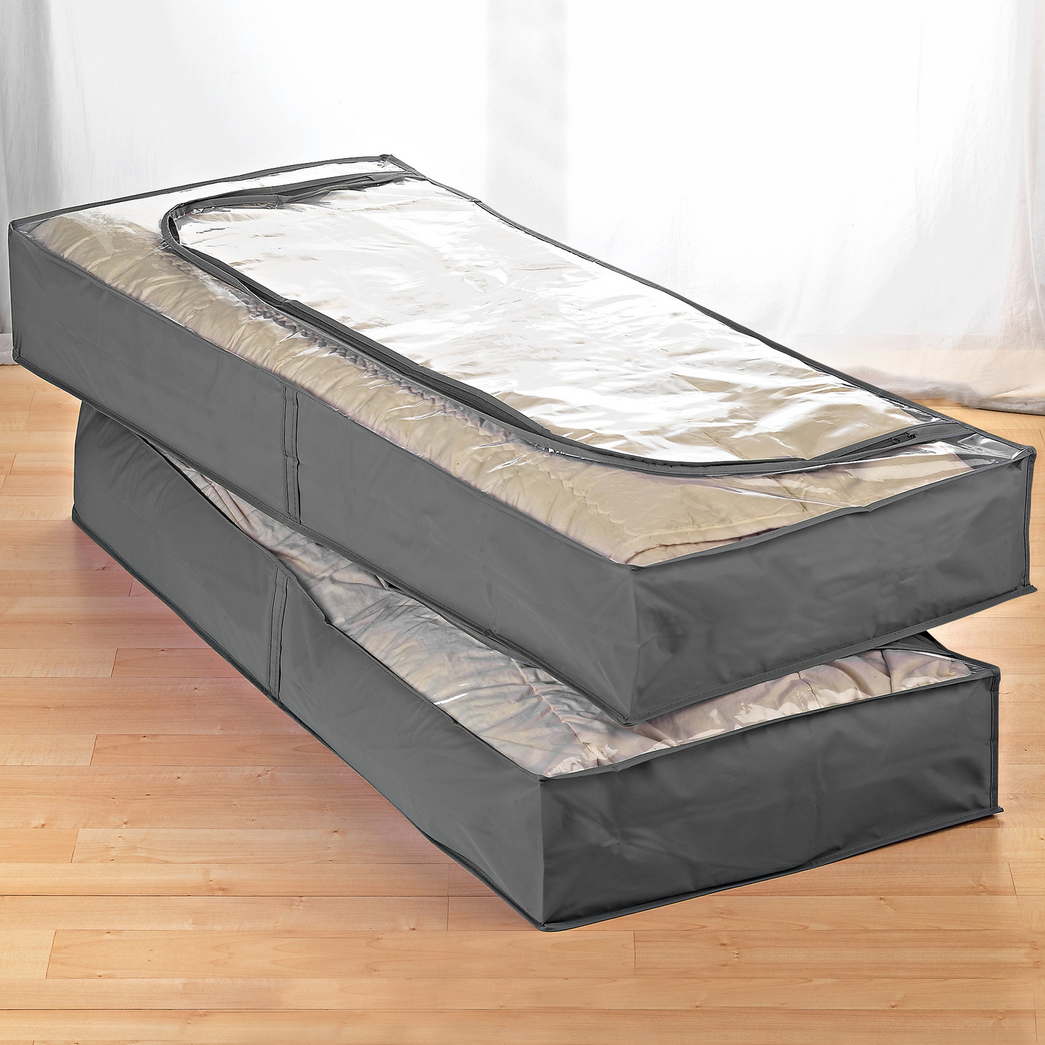 Lot de 2 rangements dessous de lit, gris