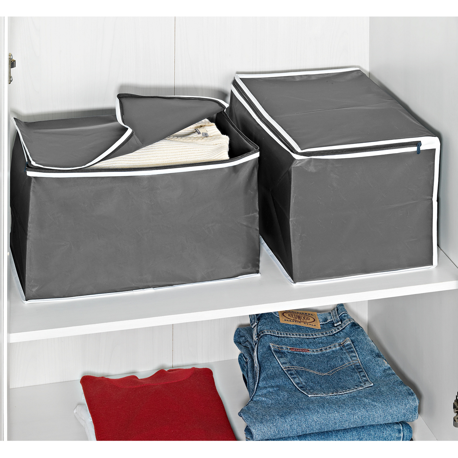 Lot de 2 boîtes de rangement, gris