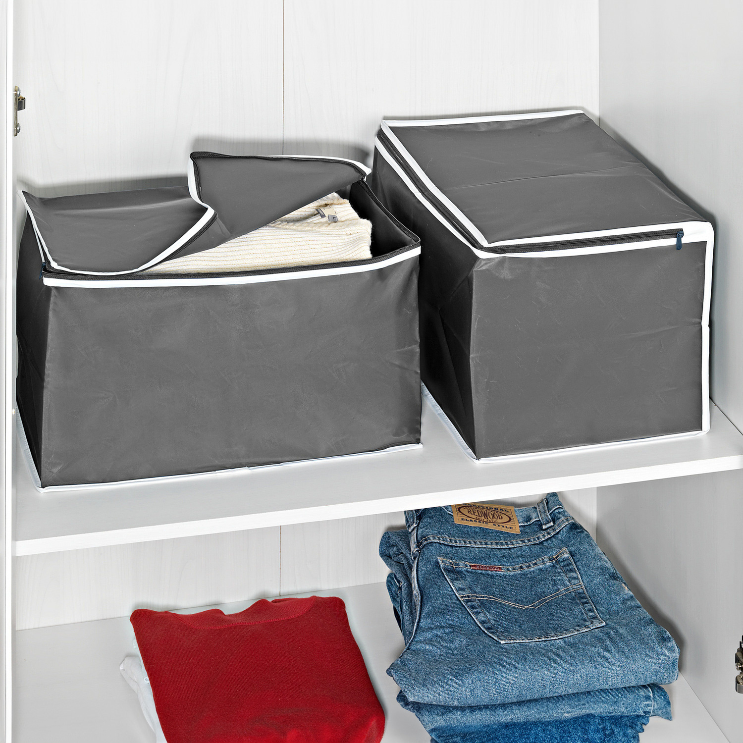 Lot de 2 boîtes de rangement, gris