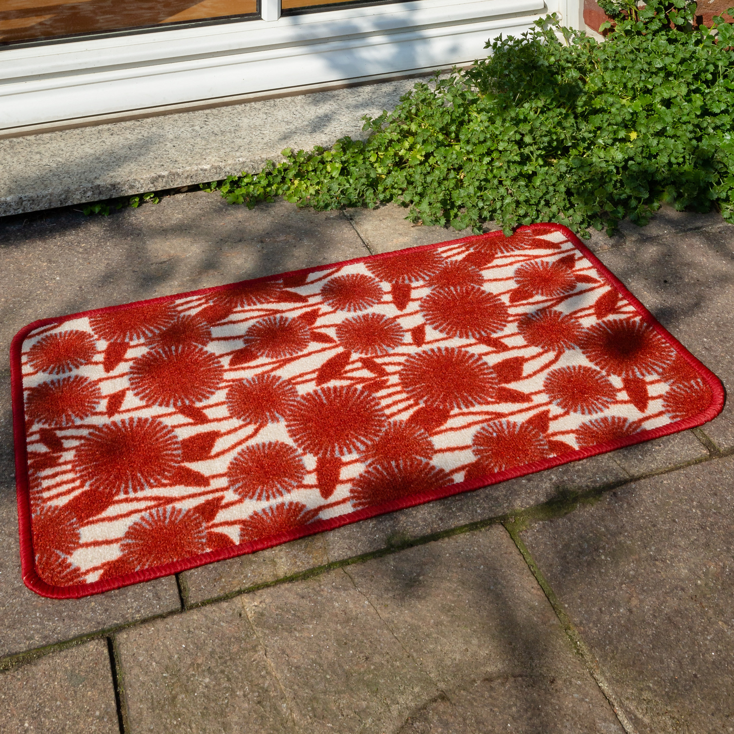 Tapis décor floral 50x90, rouge