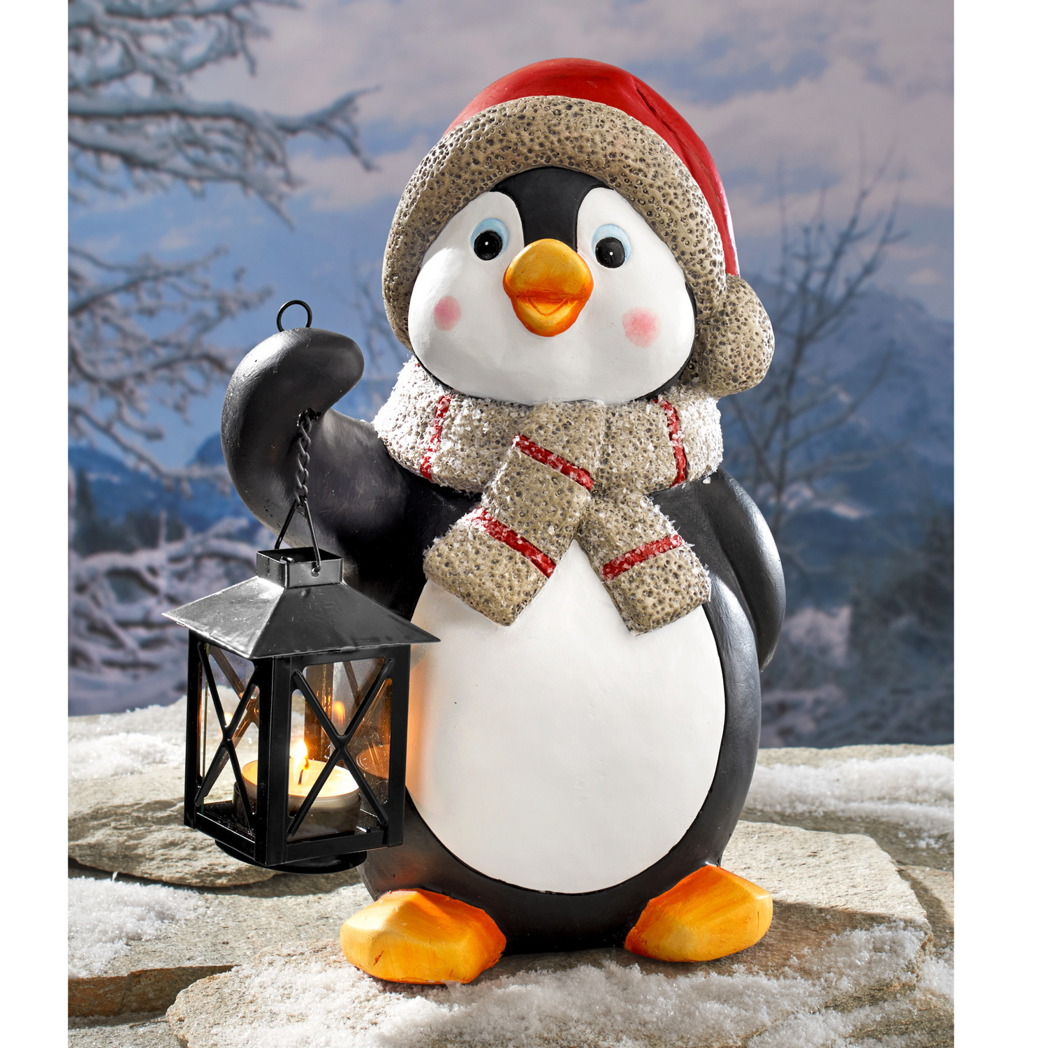 Bougeoir Pingouin avec lanterne