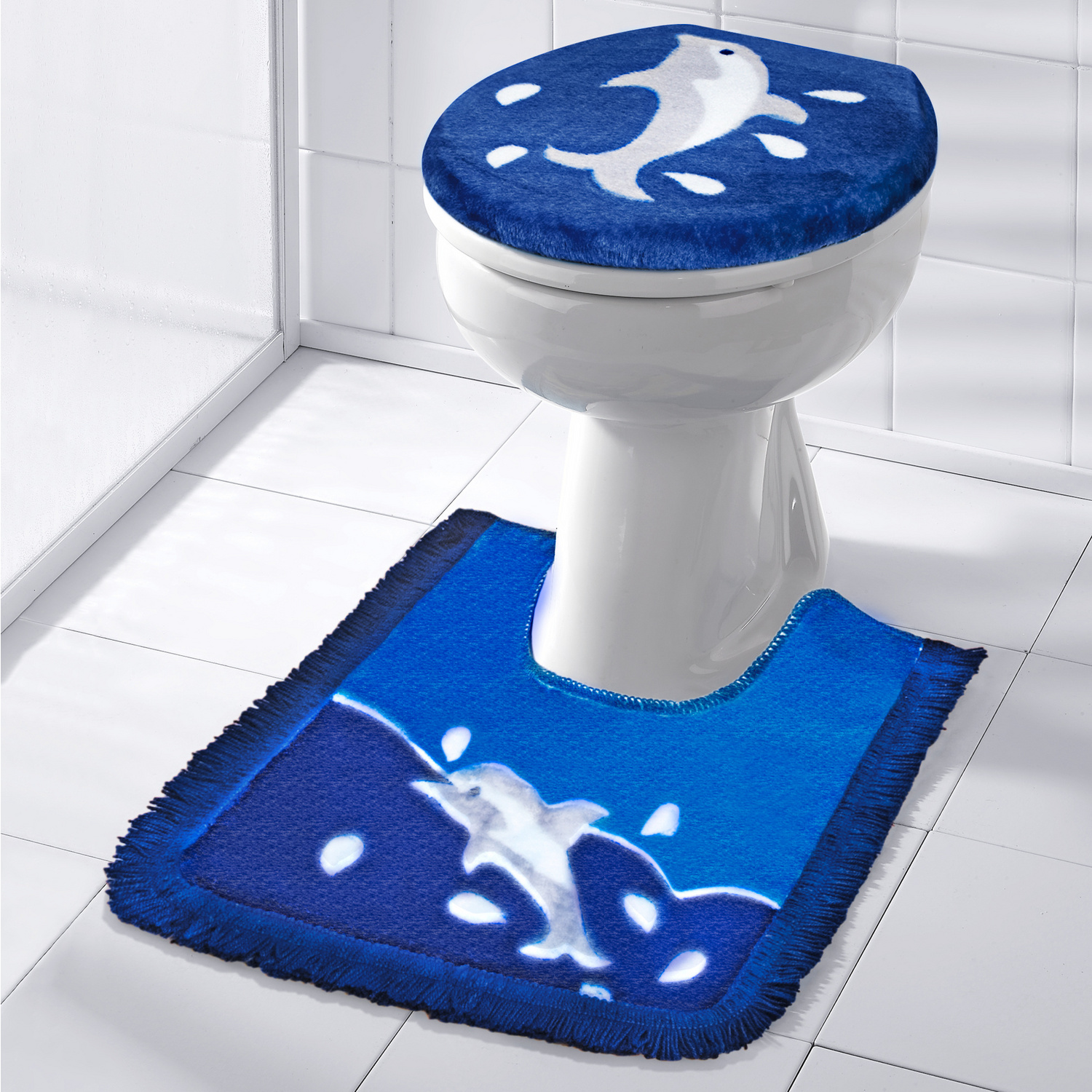 Ensemble tapis de bain dauphin, 3 pieces