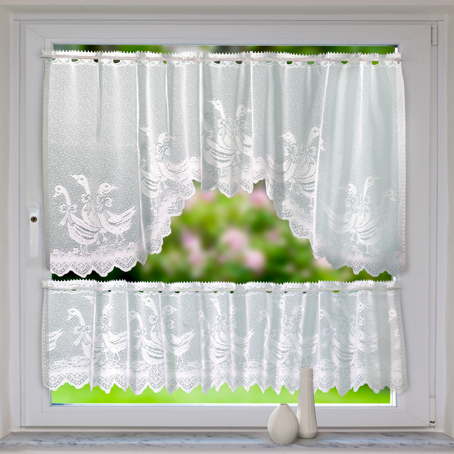 Lot de 2 brise-bise Oies, blanc