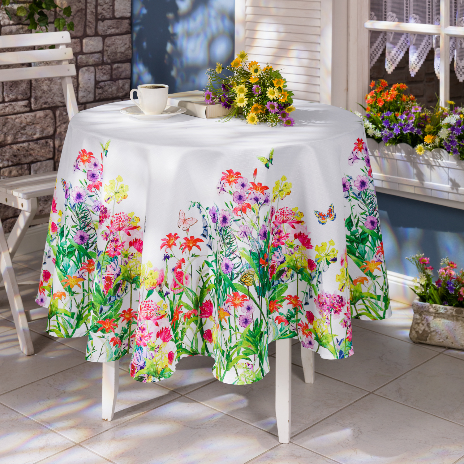 Nappe Fleurs des champs ronde, 165cm