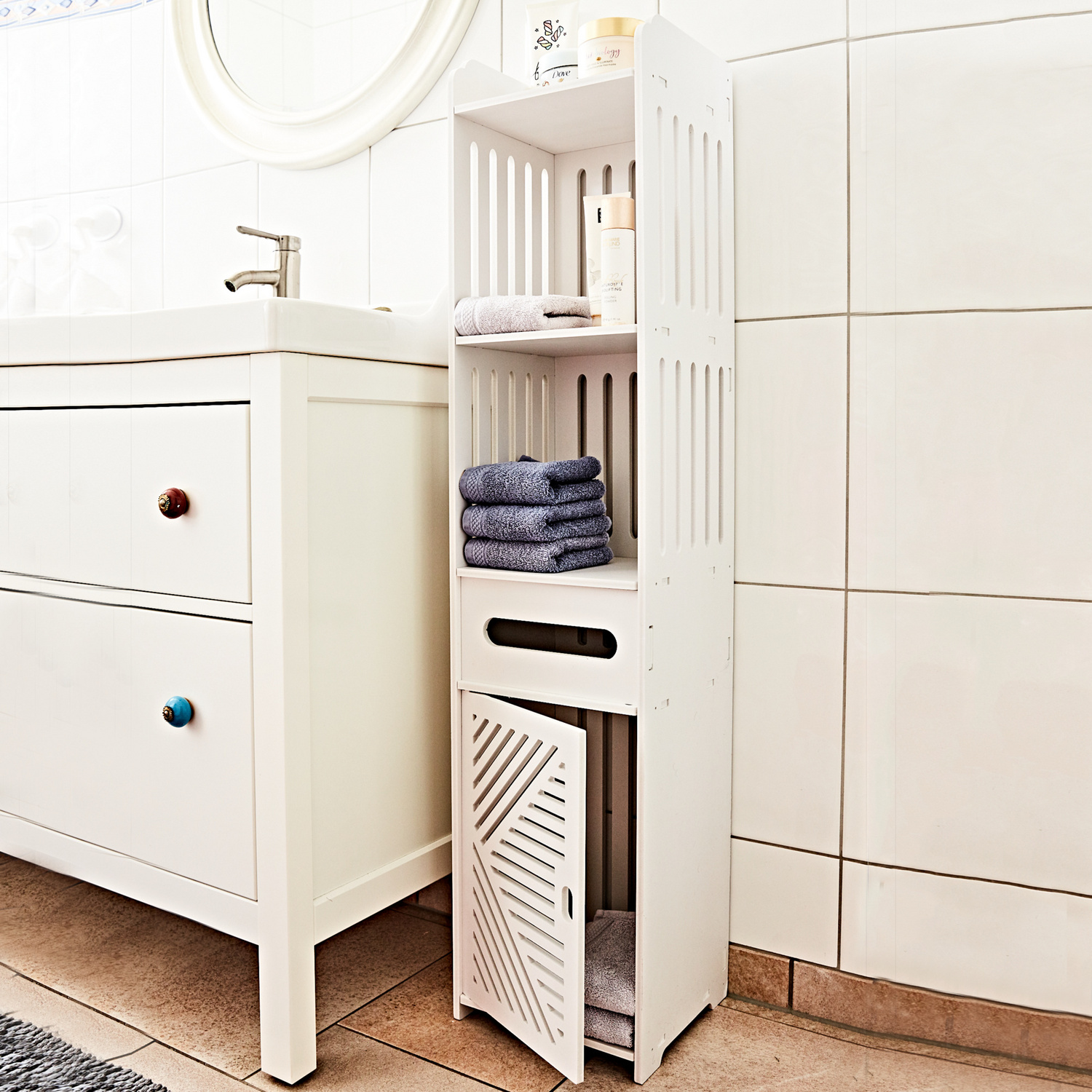 Armoire pour salle de bains, blanc, Référence: 4457800