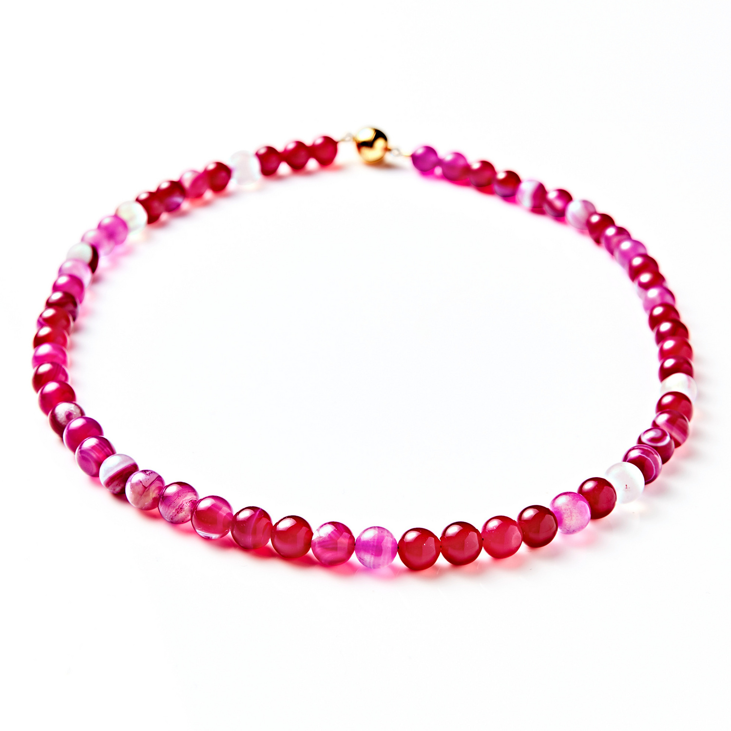 Collier en agate rouge/fuchsia