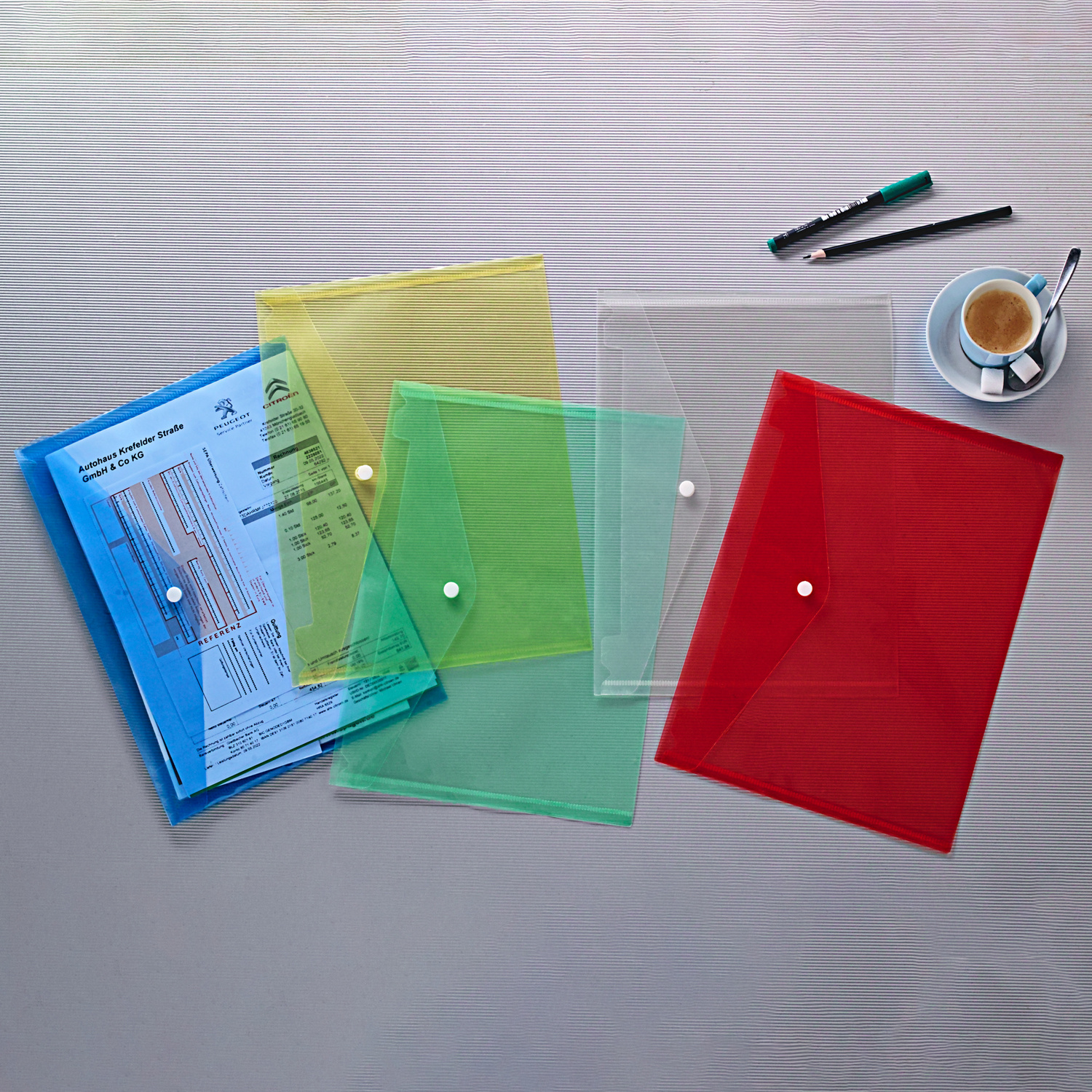 Lot de 5 pochettes, coloris assortis