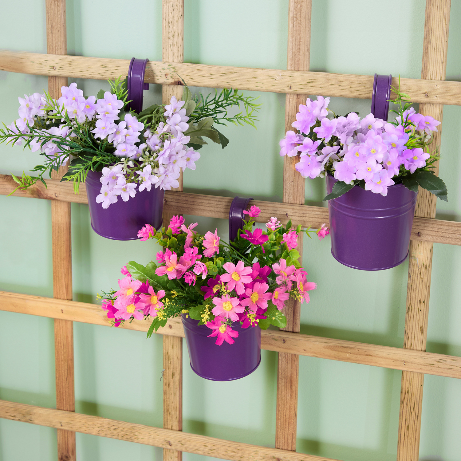 Lot de 3 pots de fleurs à suspendre, lilas