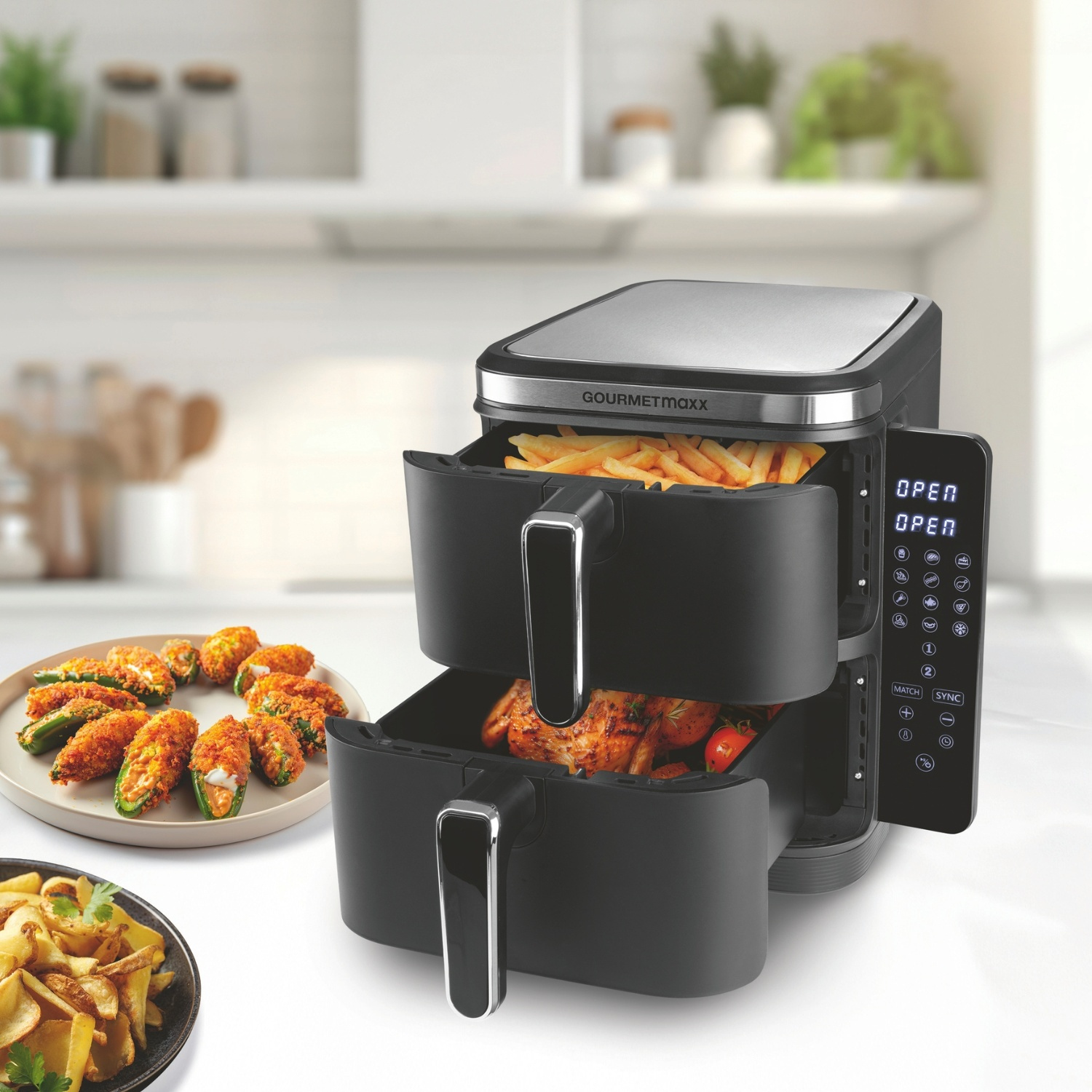 Friteuse à air chaud verticale 2 x 5 l double chambre GOURMETmaxx