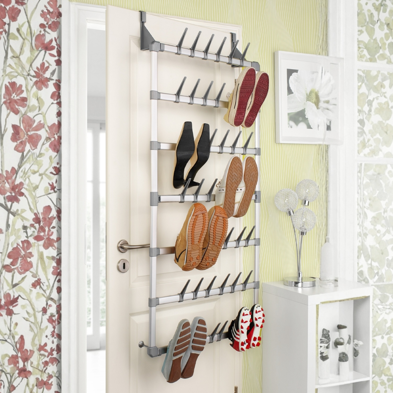 Étagère à chaussures à fixer sur la porte ou au mur pour 21 paires de chaussures