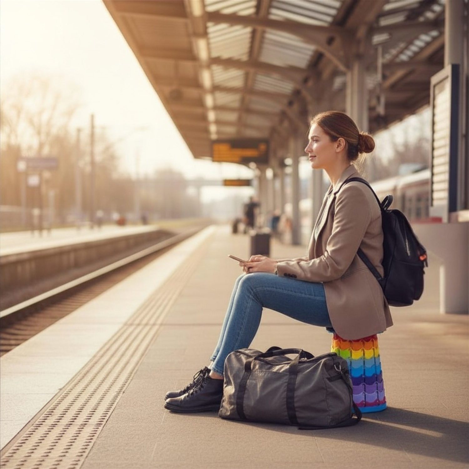Chaise télescopique pliable Arc-en-ciel avec poignée de transport