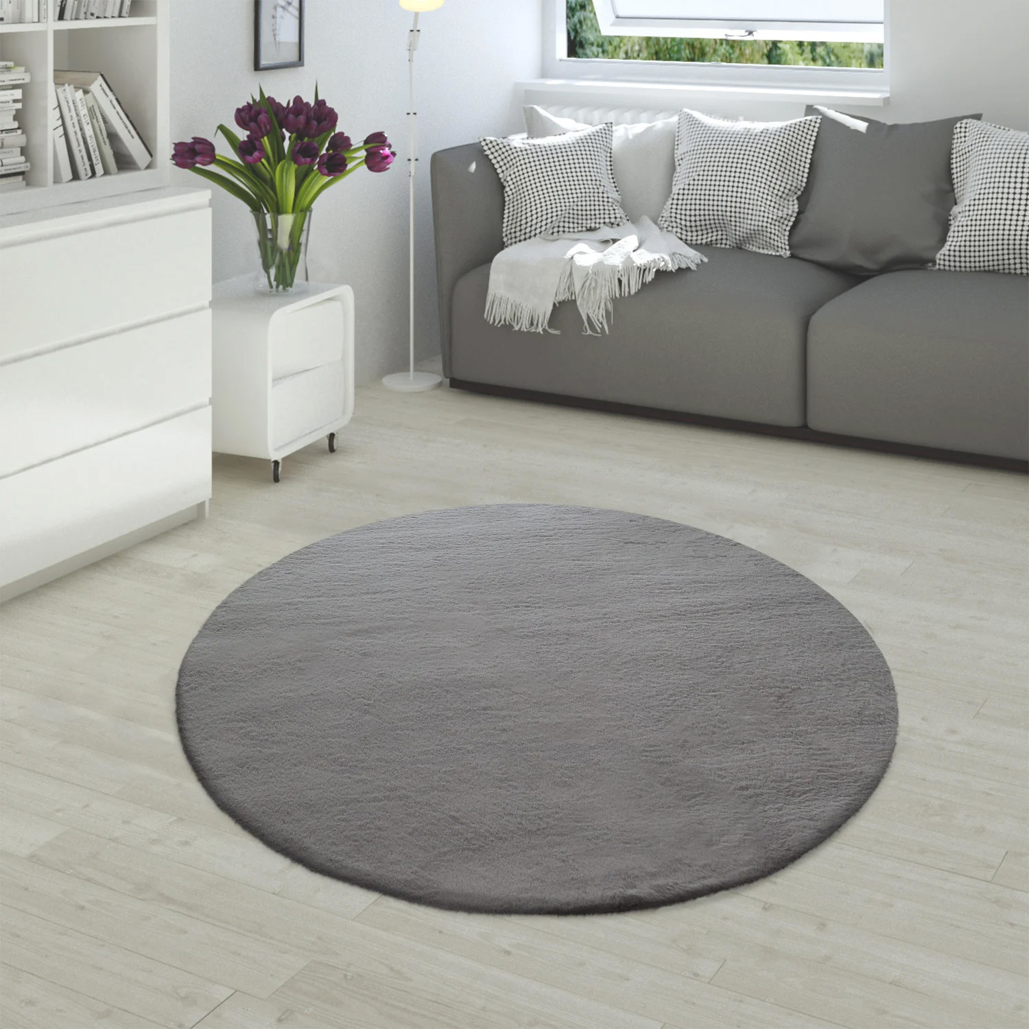 Tapis à poils longs RABBIT 780 Anthracite Rond Paco Home